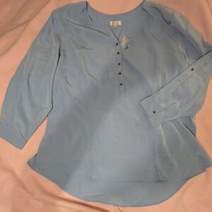 D & Co. Beautiful Blue Fitted Buttoned Blouse